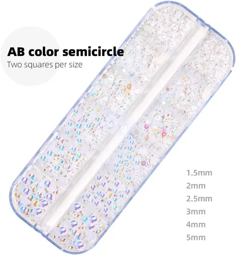 Miniatura 5 de Perlas planas para uñas, perlas blancas para arte de uñas, perlas de uñas de color AB para arte de uñas, perlas de joyería para uñas, con bolígrafo