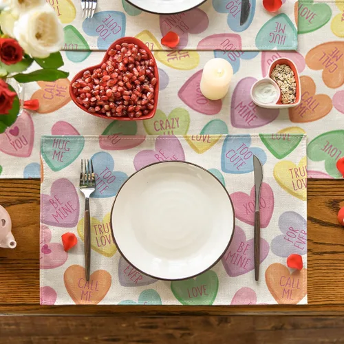 Miniatura 7 de Artoid Mode Ture Love - Juego de 4 manteles individuales de San Valentín de 12 x 18 pulgadas para decoración de fiestas, cocina, comedor