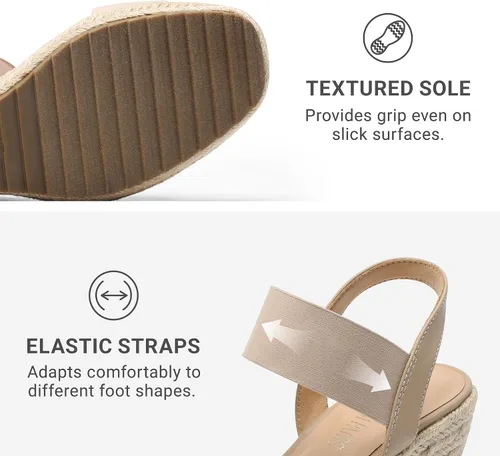 Miniatura 2 de DREAM PAIRS Alpargatas de punta abierta para mujer, sandalias de plataforma elegantes sin cordones con correa elástica en el tobillo