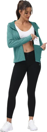 Miniatura 57 de TBMPOY Chaquetas con capucha y protección solar UPF 50+ para mujer, ligeras, de manga larga, para senderismo, exteriores, con cremallera completa