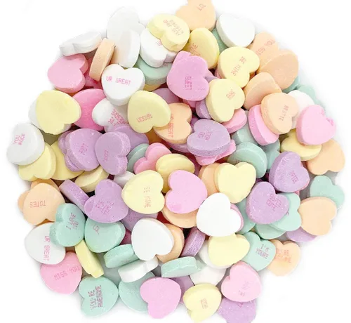 Conversation Hearts, colores pastel surtidos, sabores dulces afrutados, The Snackery - bolsa de 1 libra
