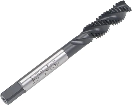 Miniatura 3 de uxcell M8 x 1,25 espiral flauta roscada, máquina métrica roscado HSS nitruración revestido, vástago redondo con extremo cuadrado, tolerancia H2