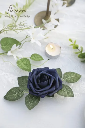 Miniatura 4 de Floroom Flores artificiales de espuma, aspecto real, con tallos, para manualidades, ramos de boda, centros de mesa, despedida de soltera, fiesta, 25