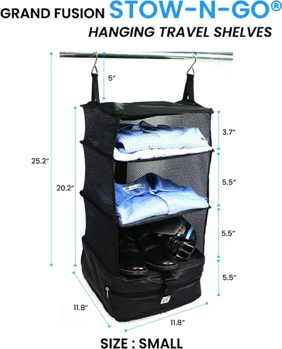 Miniatura 2 de Grand Fusion Housewares Stow-N-Go - Organizador de equipaje y viaje, artículos esenciales de viaje, cubos de embalaje colgantes con estantes