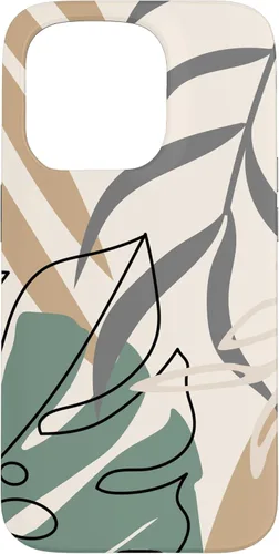 Miniatura 13 de Funda abstracta minimalista exótica para iPhone 13 Pro Tropical Botanical Beige Brown