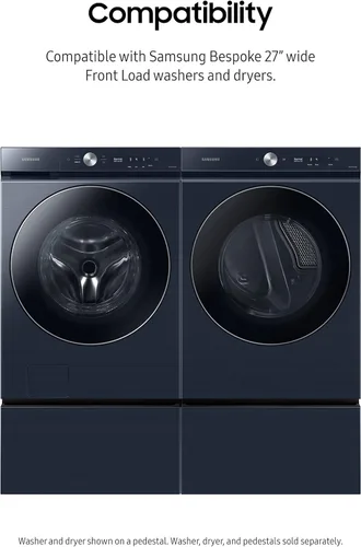 Miniatura 4 de SAMSUNG Pedestal de 27 Pulgadas Bespoke para Lavadora Secadora de Carga Frontal con Cajón de Almacenamiento de Ropa Extraíble, WE502ND, Azul Marino