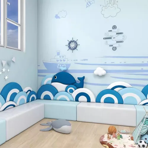 Miniatura 4 de Paneles de pared 3D con patrón de ballena, panel de pared 3D para niños, pegatinas decorativas de pared de tatami, papel tapiz autoadhesivo