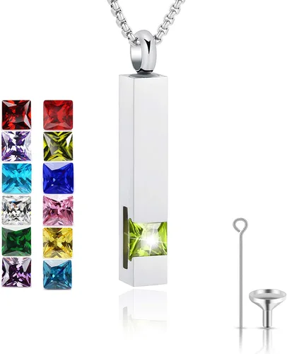 Miniatura 41 de YOUFENG collar con urna para cenizas, cubos de piedras natales, urna para cenizas humanas, collar de urna de cremación, relicario, recuerdo