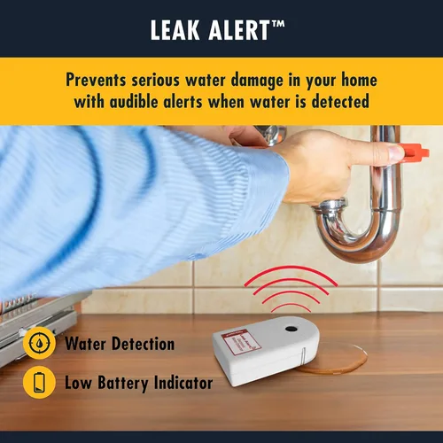 Miniatura 2 de Zircon - Detector de fugas de agua electrónico con alarma y sensor de inundación con alarma de 90dB de audio y alarmas duales de fuga, 1 paquete