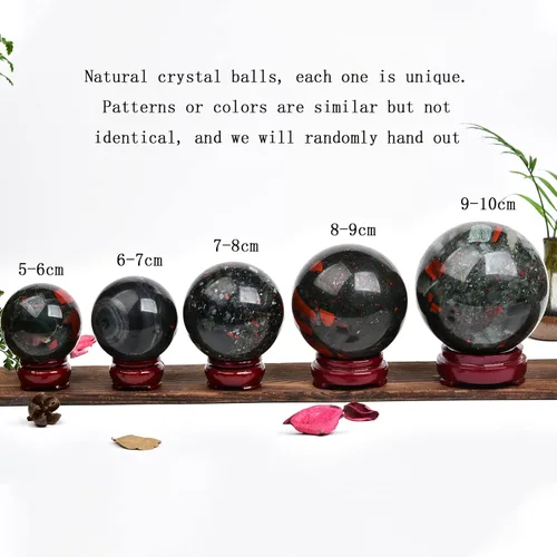 Miniatura 5 de JIC Gem Piedra Natural de Jaspe Africano Cristal de Curación Esfera Adivinación Bola de Piedra Preciosa, Feng Shui Reiki Aura Decoración de Piedra