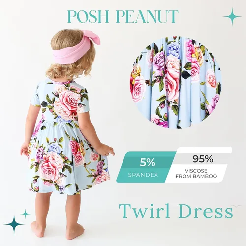 Miniatura 55 de Posh Peanut - Vestidos para niñas – Vestido suave para niña hecho con viscosa de bambú – Vestidos de otoño, primavera y verano para niñas