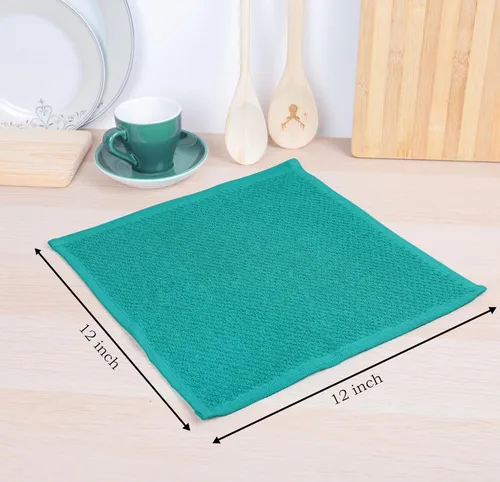 Miniatura 2 de Amour Infini paños de cocina y repasadores, 100 % algodón, muy absorbentes, se pueden lavar a máquina Cuadros verde azulado