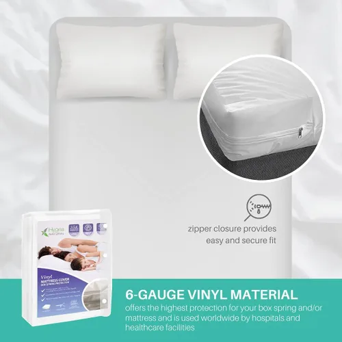 Miniatura 5 de Colchón de vinilo de calibre 6/funda de somier, funda impermeable, perfecto para mojar la cama (California Long Twin)