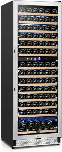 Miniatura 15 de Tylza Refrigerador de vino de 8 botellas, bodega con puerta de vidrio templado de baja emisión, pantalla táctil LED, cerradura, sin escarcha, sin