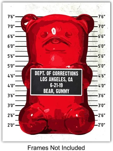Miniatura 2 de Conjunto de Fotos Policiales de Ositos de Goma – Decoración de Habitación con Estética Contemporánea Divertida al Estilo Andy Warhol, Decoración