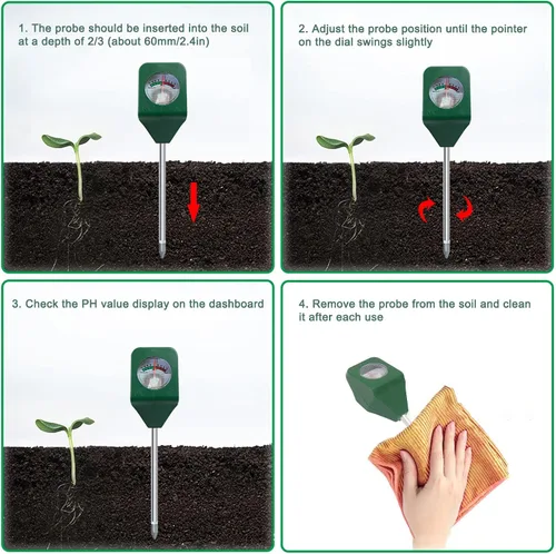 Miniatura 4 de Medidor de suelo, probador de suelo, portátil, de una sola aguja, sonda de alta sensibilidad, sensor de suelo para jardín, césped, granja, plantas