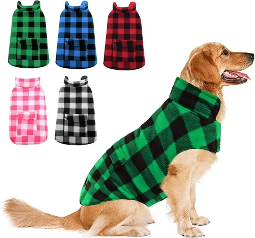 Miniatura 15 de ASENKU - Abrigo de invierno para perros, diseño a cuadros reversible, impermeable, para climas fríos, para perros pequeños, medianos y grandes Rojo