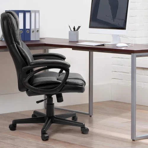 Miniatura 7 de Furmax Silla ejecutiva de oficina con respaldo alto, ajustable, silla de escritorio para el hogar, silla giratoria para computadora, de piel Negro