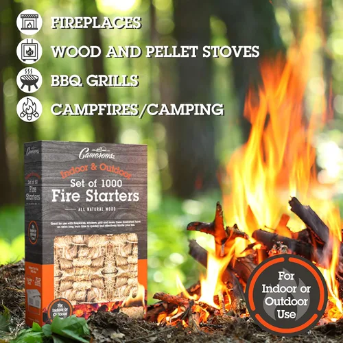Miniatura 3 de Camerons Arrancadores de fuego totalmente naturales (paquete de 50) – Encendedores de madera dura para fogata, parrilla de carbón de barbacoa