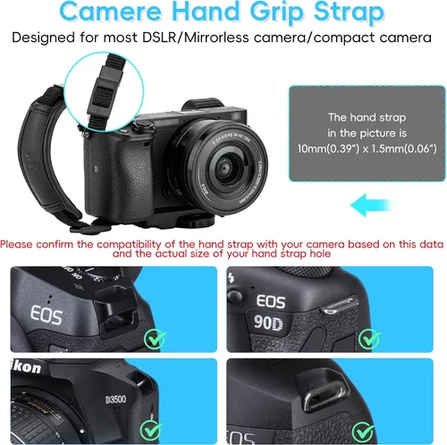 Miniatura 2 de JJC Correa de mano para cámara Nikon Z fc Zfc Z5 Z6 Z7 Z6II Z7II Z50 ZR D7500 D7200 D5600 D3500 D3200 Coolpix P1000 P950 B700 B600 P7800 P900 P610