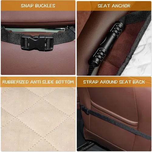 Miniatura 5 de Fundas de asiento de automóvil para perros, 100% impermeables, protector de asiento de automóvil para mascotas, asiento delantero, a prueba de Crema