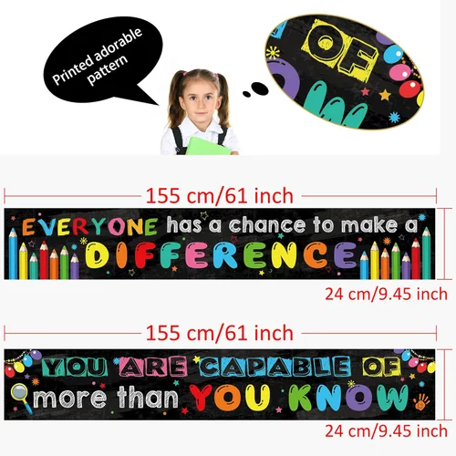 Miniatura 2 de Paquete de 2 carteles motivacionales para el aula, 9.5 x 61 pulgadas, cartel de mentalidad de crecimiento positivo e inspirador para preescolar