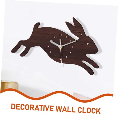 Miniatura 9 de BESPORTBLE Reloj de pared en forma de conejo Reloj de pared de madera para el hogar del niño