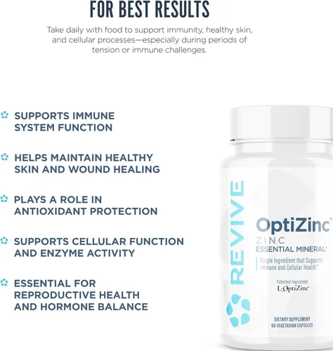 Miniatura 5 de Revive MD Suplemento mineral de zinc para hombres y mujeres, apoya la inmunidad y la salud celular con OptiZinc de 50 mg - Antioxidante y apoyo