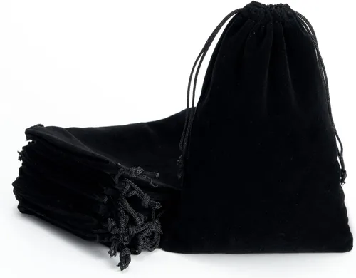 Miniatura 8 de Tendwarm 20 bolsas de terciopelo negro de tamaño mini de 3 x 3.9 pulgadas con cordón para joyas, bolsas de Navidad, regalos de boda