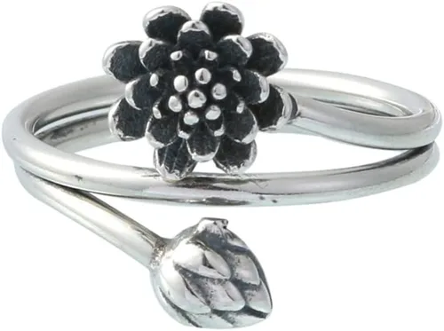 Miniatura 6 de Innovador anillo abierto de plata de ley de loto negro, Plata de ley