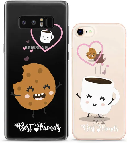 Miniatura 9 de Fundas a juego para parejas compatibles con iPhone 16 15 14 13 12 11 Pro Max Mini Xs X 6s 8 Plus 7+ Xr 10 SE 5 Cookie Coffee Gift Best Friend Kawaii