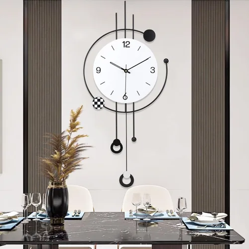 Miniatura 7 de Reloj de pared grande y moderno para decoración de sala de estar, reloj decorativo grande de pared de péndulo, funciona con pilas, no hace tictac