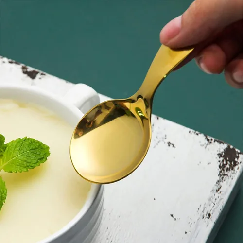 Miniatura 4 de Juego de 6 cucharas de mango corto, mini cucharas de sal de acero inoxidable para condimentos, postres, té, café, pasteles, azúcar, cuchara