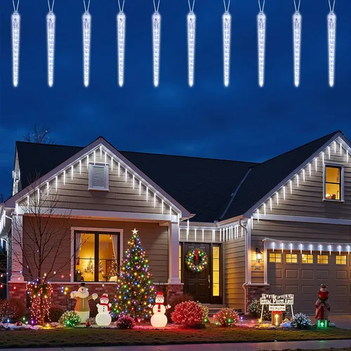 Brightown Luces de Carámbano de Navidad para Exteriores, Luces de Lluvia de Meteoritos de 20 pies con 20 Tubos Grandes con Efecto de Caída de 480