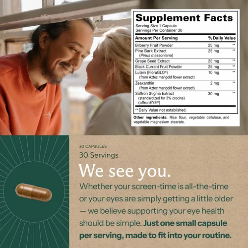 Miniatura 4 de Sunergetic Suplemento prémium para apoyar la presión ocular, suplemento para la presión ocular con azafrán, luteína, zeaxantina, arándano y corteza