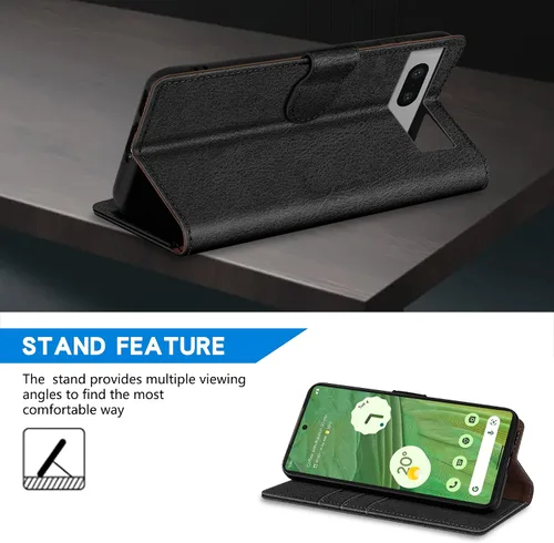 Miniatura 5 de ZZXX Funda tipo cartera para Google Pixel 7 con bloqueo RFID, ranura para tarjetas, función atril, cierre magnético, funda protectora de cuero