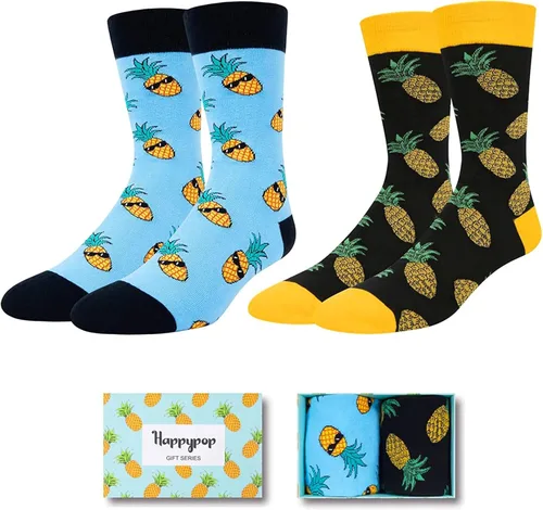 Zmart Calcetines de piña FIV para hombre calcetines de guitarra Taco regalos divertidos de piña FIV calcetines divertidos paquete de 2 Multi M