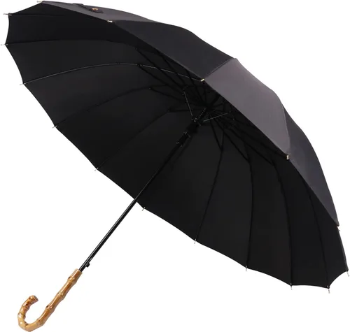 Meichoon Paraguas manual de apertura y cierre paraguas con 16 varillas, duradero y fuerte, fibra 210T, impermeable, resistente al viento, paraguas