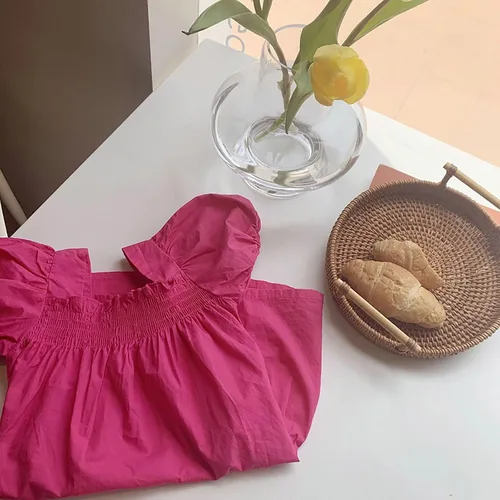 Miniatura 7 de VEFSU Toddler Kids Baby Girls Dress Puff Sleeves Solid Casual Party Ruffled Princess Dresses Infant Girl Clothes Dresses