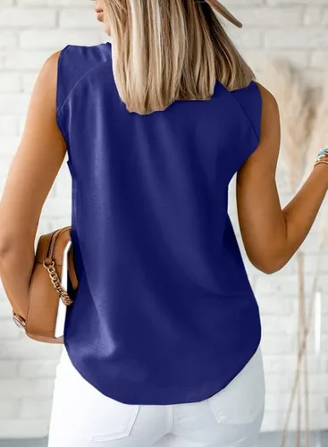 Miniatura 2 de Dokotoo Camiseta sin mangas con cuello en V para mujer, sin mangas, anudada, camiseta de playa