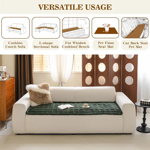 Miniatura 4 de MYSKY HOME Fundas para sofá de 3 cojines, aptas para mascotas, fundas de sofá lavables para mascotas, fundas protectoras de muebles, fundas Verde