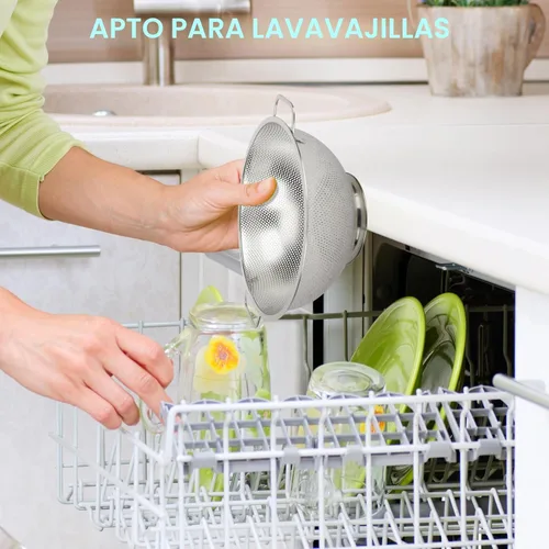 Miniatura 7 de Colador para cocina, 3QT, colador filtro de acero inoxidable con asa para frutas, verduras, cocinar alimentos, apto para lavavajillas