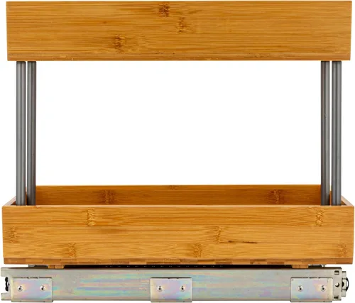 Miniatura 6 de Household Essentials Glidez - Organizador de almacenamiento extraíble de acero y bambú para uso debajo del fregadero o gabinete, diseño de 2