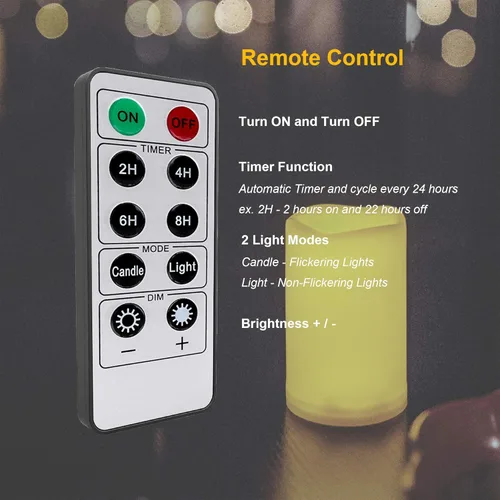 Miniatura 5 de Paquete de 1 vela de pilar sin llama para exteriores con control remoto y temporizador, impermeable, funciona con pilas, juego de velas LED