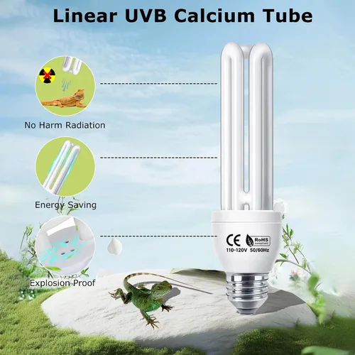 Miniatura 6 de UVB 5.0 - Lámpara lineal de 13 W, lámpara fluorescente compacta, luz UVA-UVB para terrarios tropicales y subtropicales, ideal para reptiles