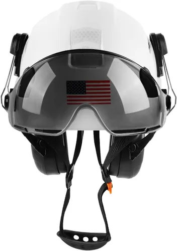 Miniatura 5 de Casco de seguridad con visera y protección para los oídos, ajustable, ligero, ventilado, ABS, casco de trabajo para hombres y mujeres, suspensión