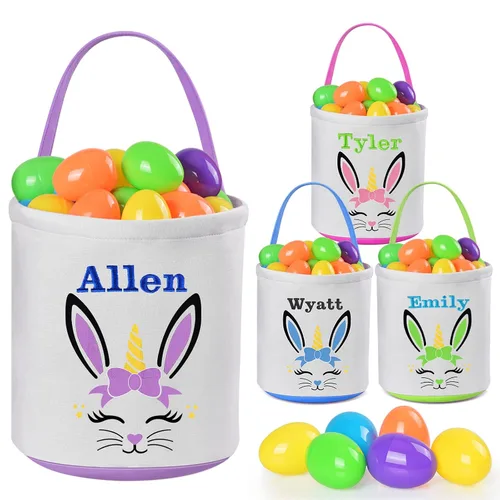 Miniatura 38 de Jocidea - Cesta de Pascua personalizada, paquete de 1 cestas de Pascua personalizadas para niñas y niños, cesta de Pascua personalizada para bebés