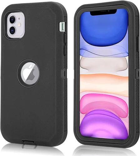 14 Pro Max - Funda protectora híbrida a prueba de golpes, diseño de doble capa, cubierta dura compatible con iPhone 14 Pro Max (negro y negro)