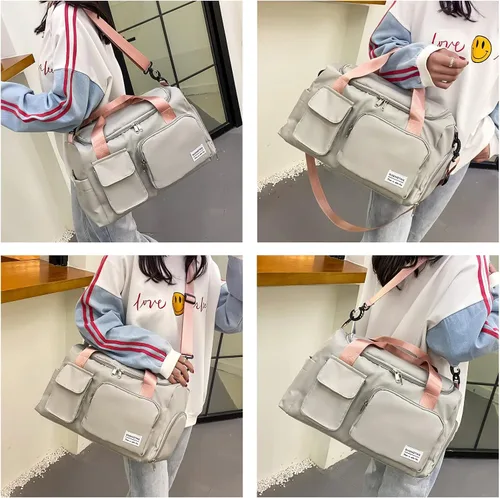Miniatura 442 de Pequeña bolsa de gimnasio para mujer, bolsa de viaje con compartimento para zapatos