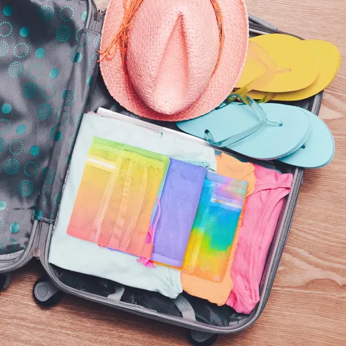 Miniatura 7 de Mochila de malla con cordón, bolsa de gimnasio deportiva grande para mujeres y niños con bolsillo y cremallera para playa, yoga, fútbol, fútbol